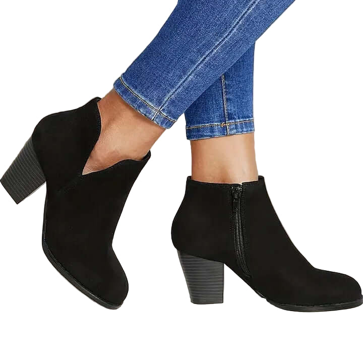 Block Heel Ankle Boots with a Matte, Brushed Surface