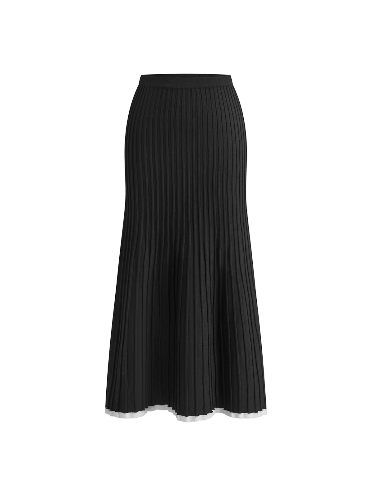 Contrast Trim Knit Top and Midi Skirt Set