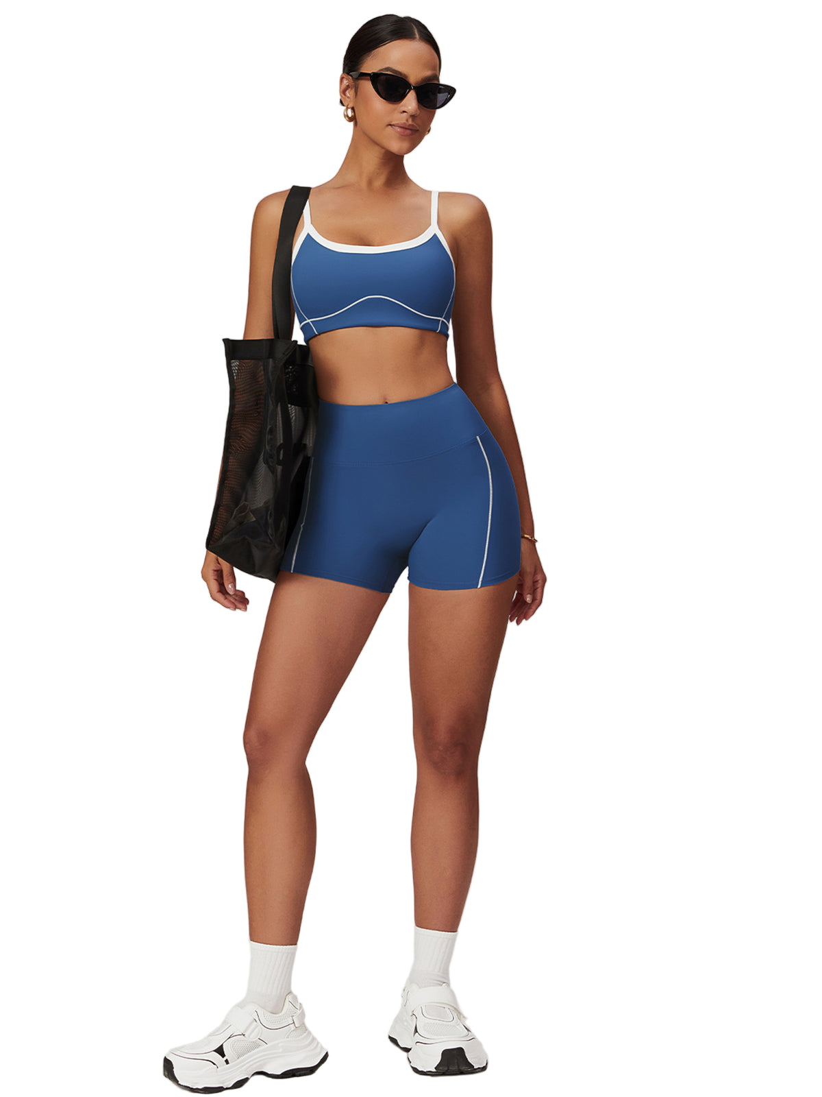 High-Waist Skinny Shorts with Elastic Waist and Jersey Material