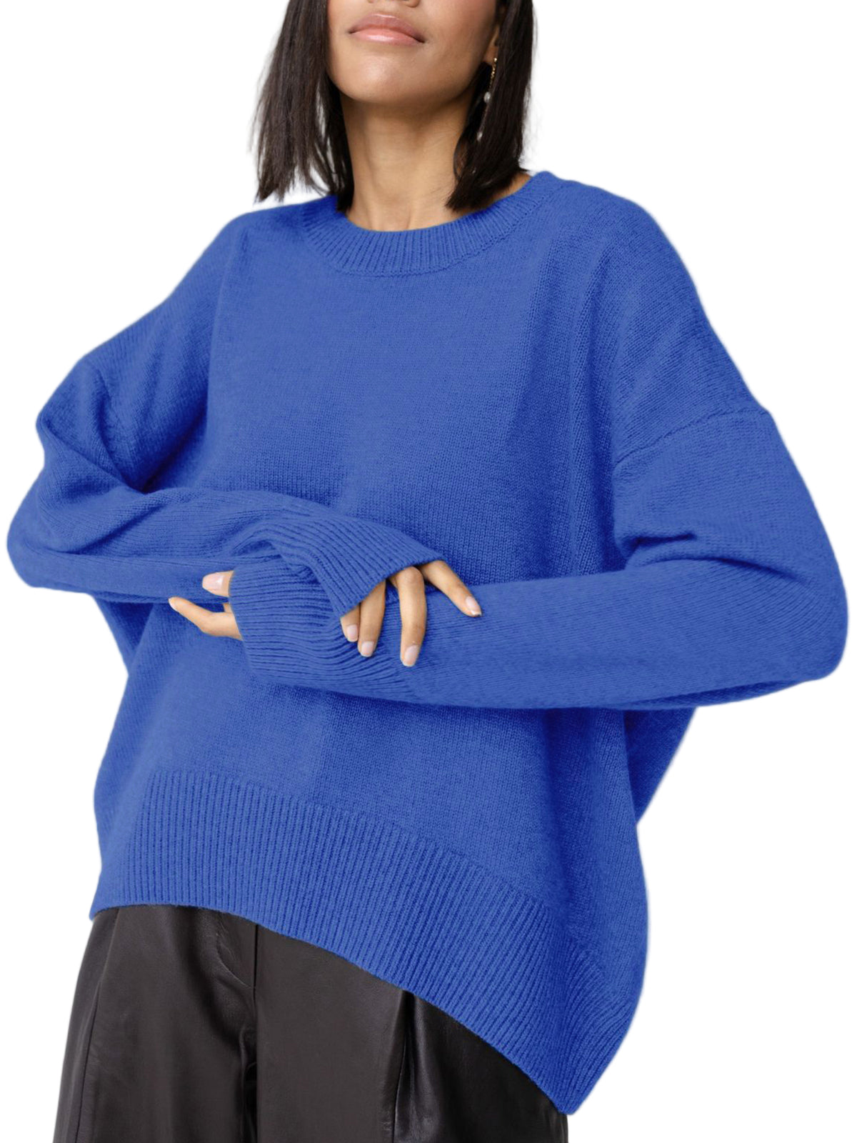 Oversized Knit Pullover Sweater with Classic Neckline
