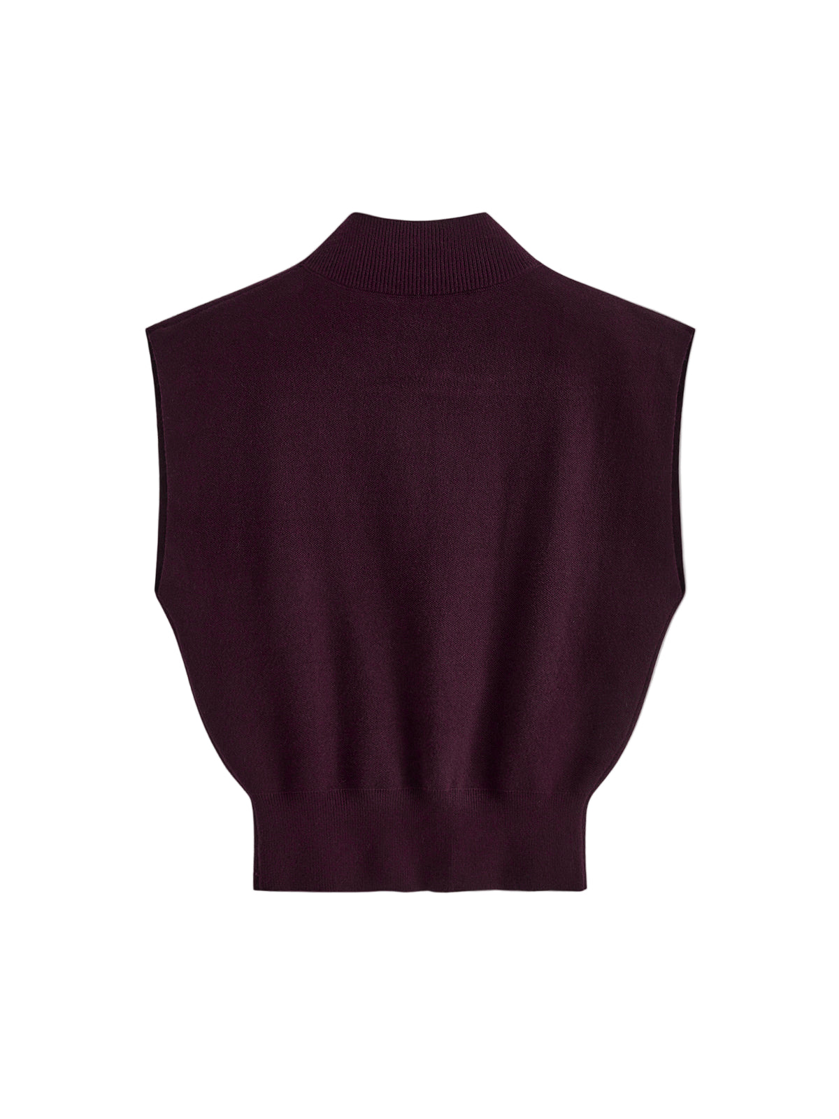 Sleeveless High-Neck Knit Top with Structured Cap Sleeves