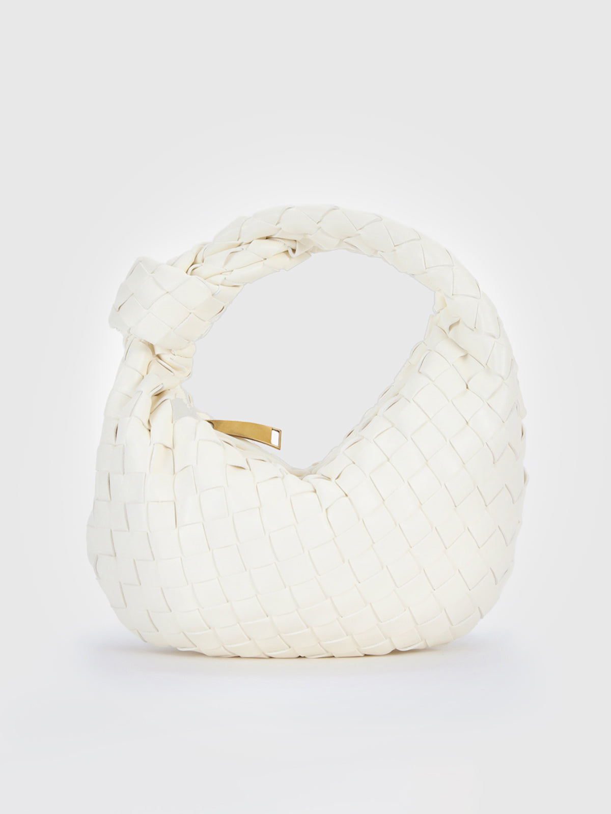 Woven Shoulder Bag with Twisted Handle and Zip Closure
