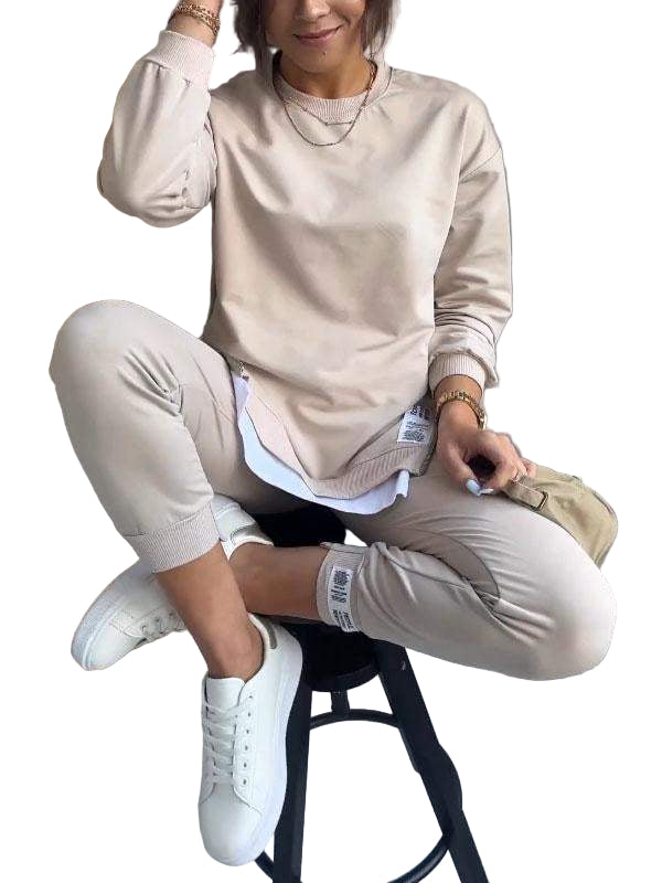 Two-Piece Relaxed Top and Tapered Pants Loungewear Set