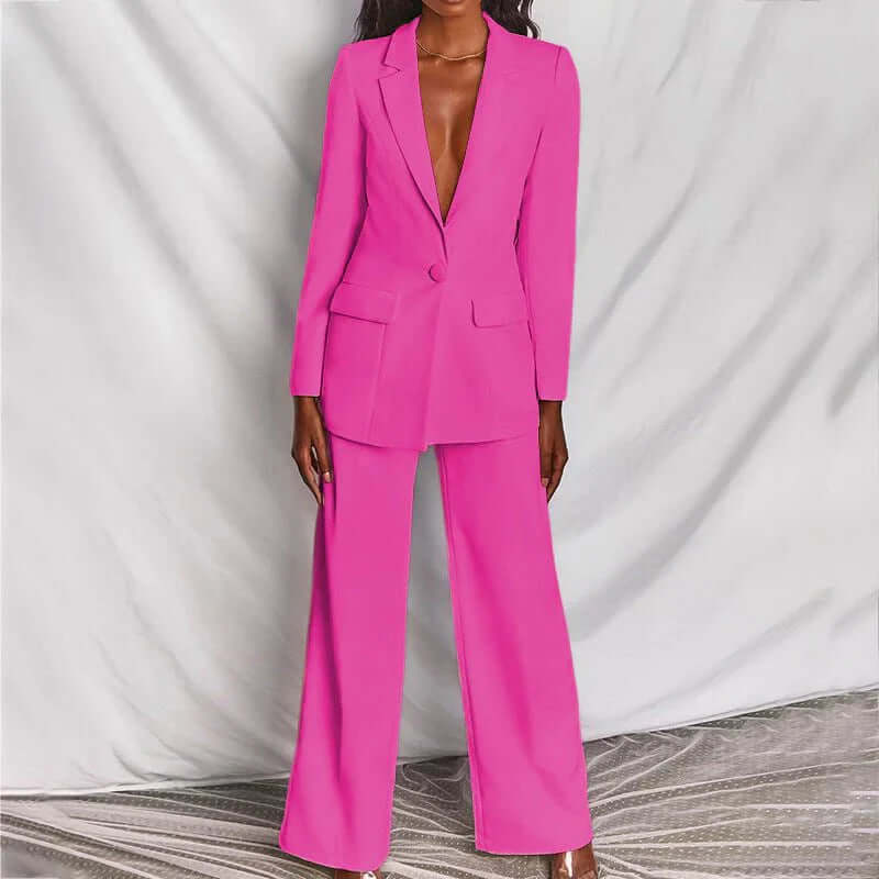 Two-Piece Suit with Blazer and Wide-Leg Trousers