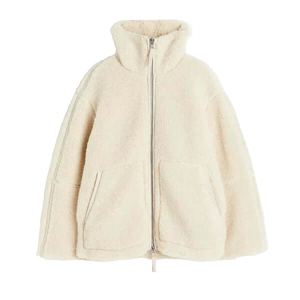 Jacket with High Collar and Front Zipper