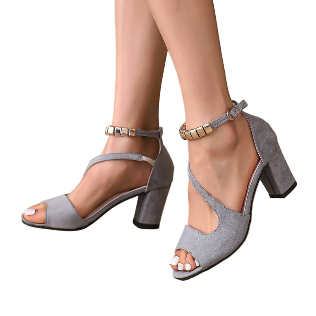 High Block Heel Sandals with Adjustable Ankle Strap