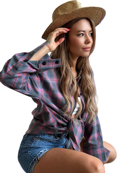 Plaid Flannel Button-Down Shirt with Chest Pocket