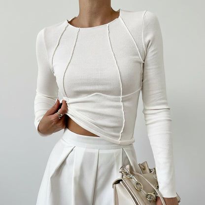 Ribbed Slim-Fit Long-Sleeve Top with High Neck