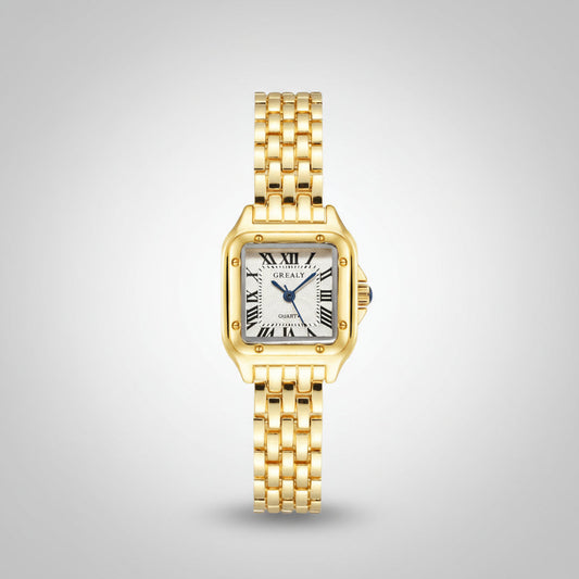 Rectangular Dial Watch with Link Strap