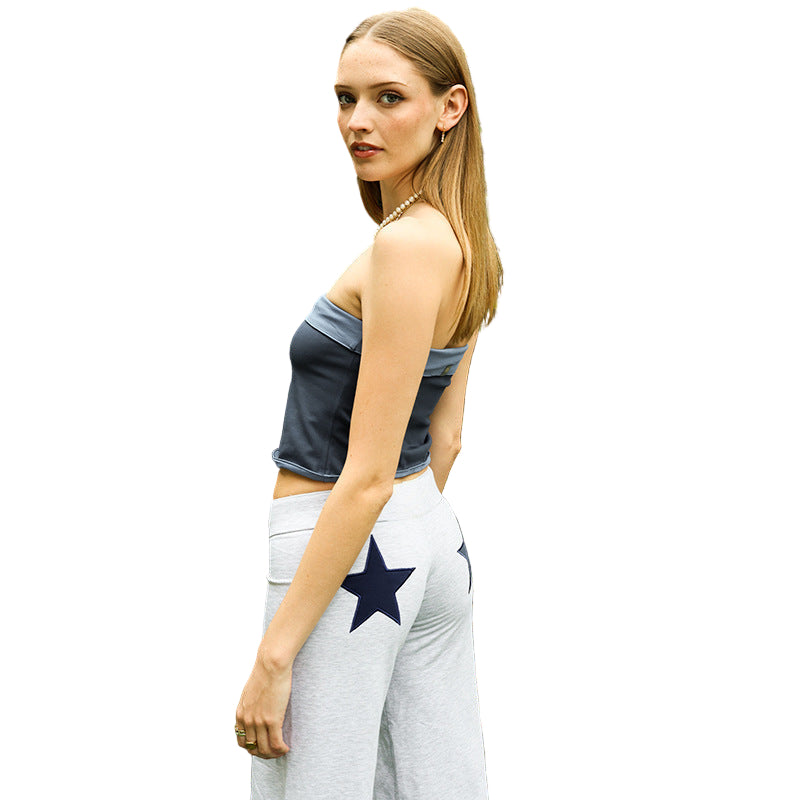 Star-Accent Cotton Blend Tapered Sweatpants