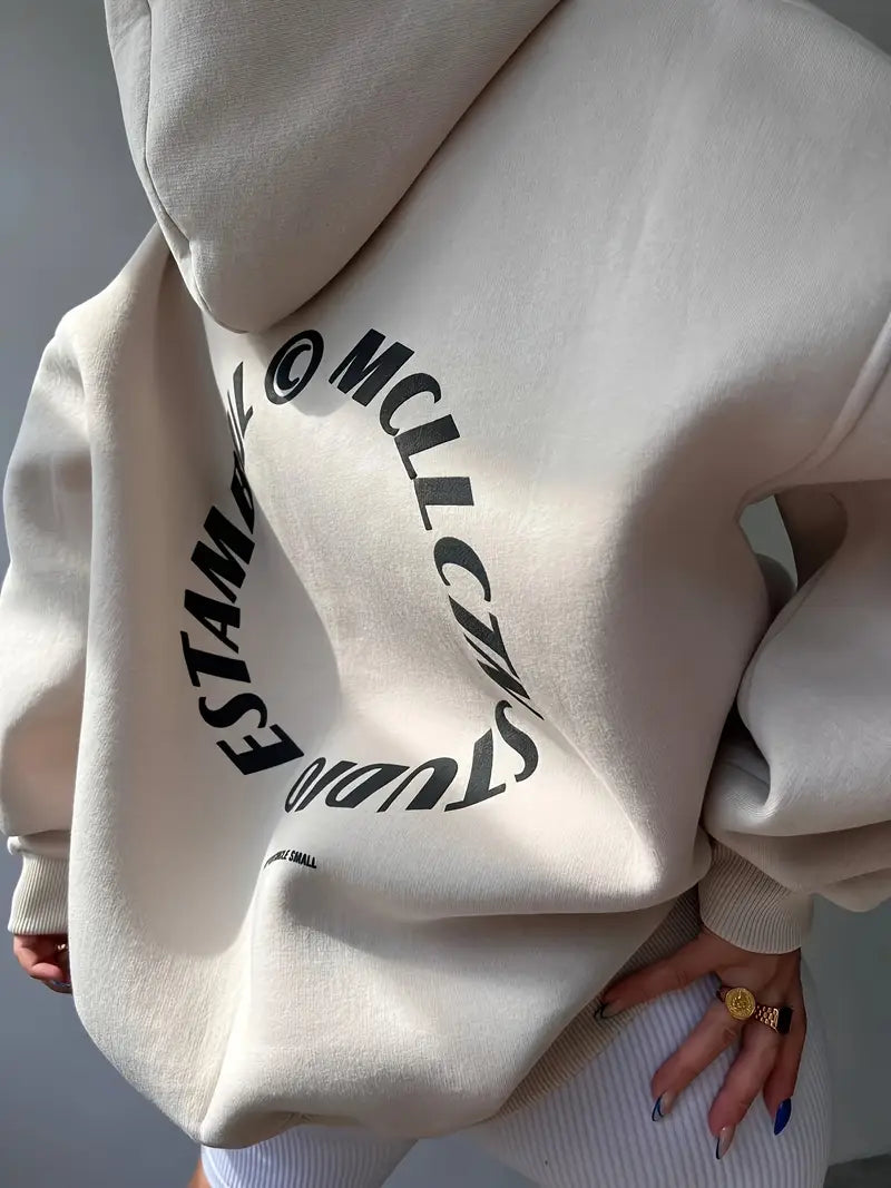 Oversized Fleece Hoodie with Drawstring Hood