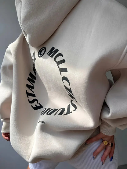 Oversized Fleece Hoodie with Drawstring Hood