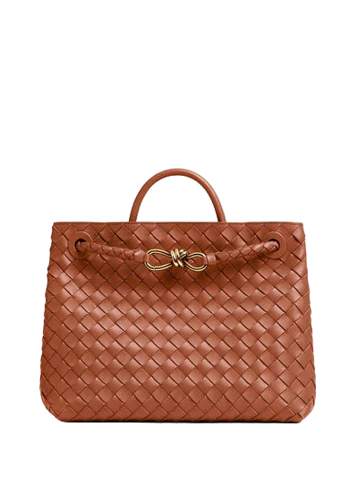 Handwoven Rectangular Bag with Gold-Tone Hardware and Crossbody Strap