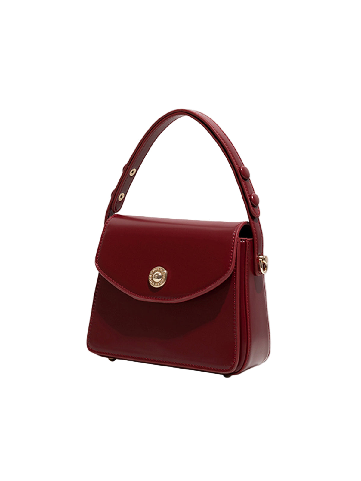 Structured Rectangular Bag with Top Handle and Gold-Tone Turn-Lock Closure