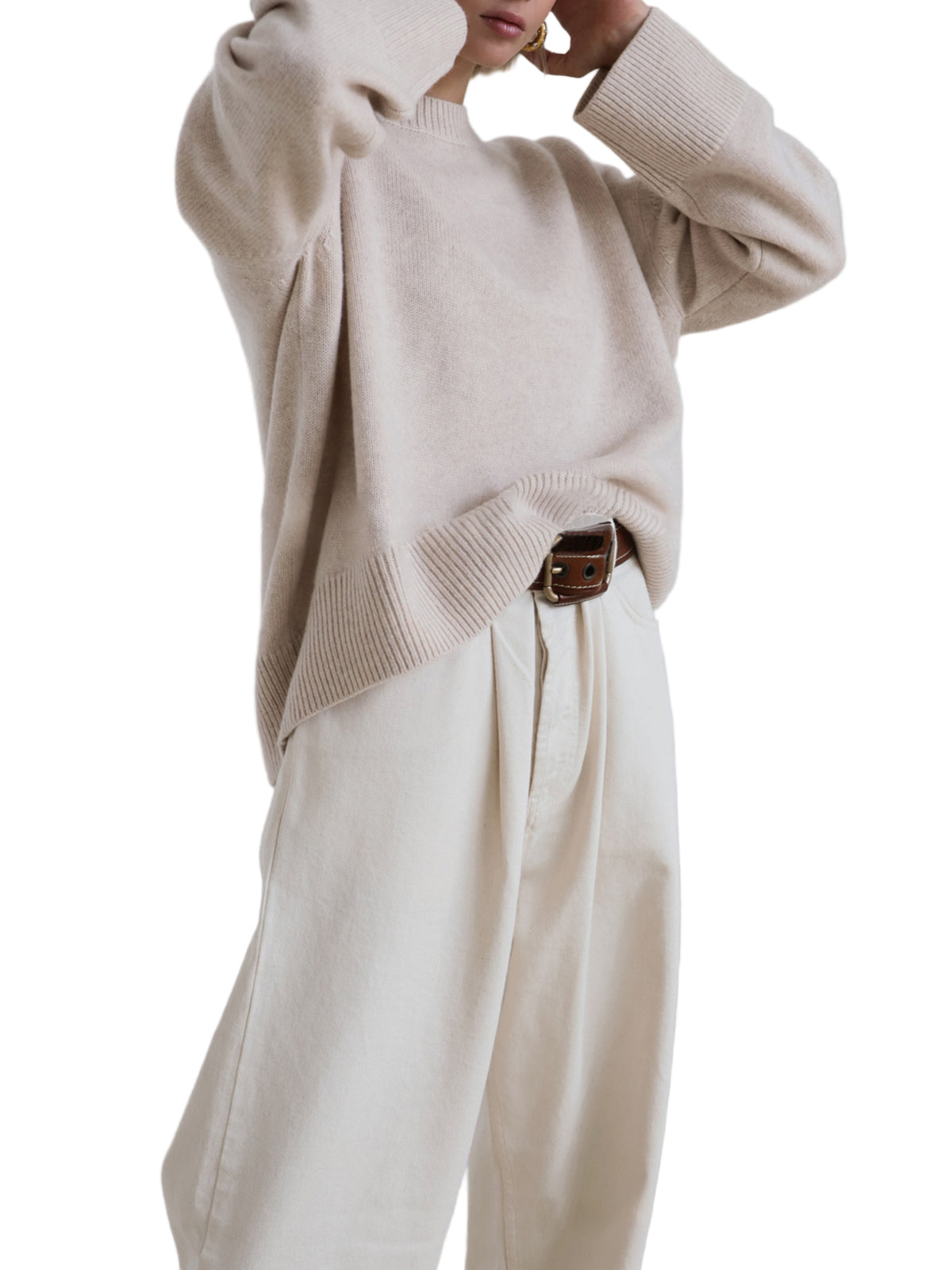 Oversized Knit Pullover Sweater with Classic Neckline