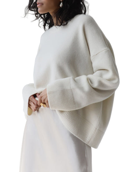 Oversized Knit Pullover Sweater with Classic Neckline