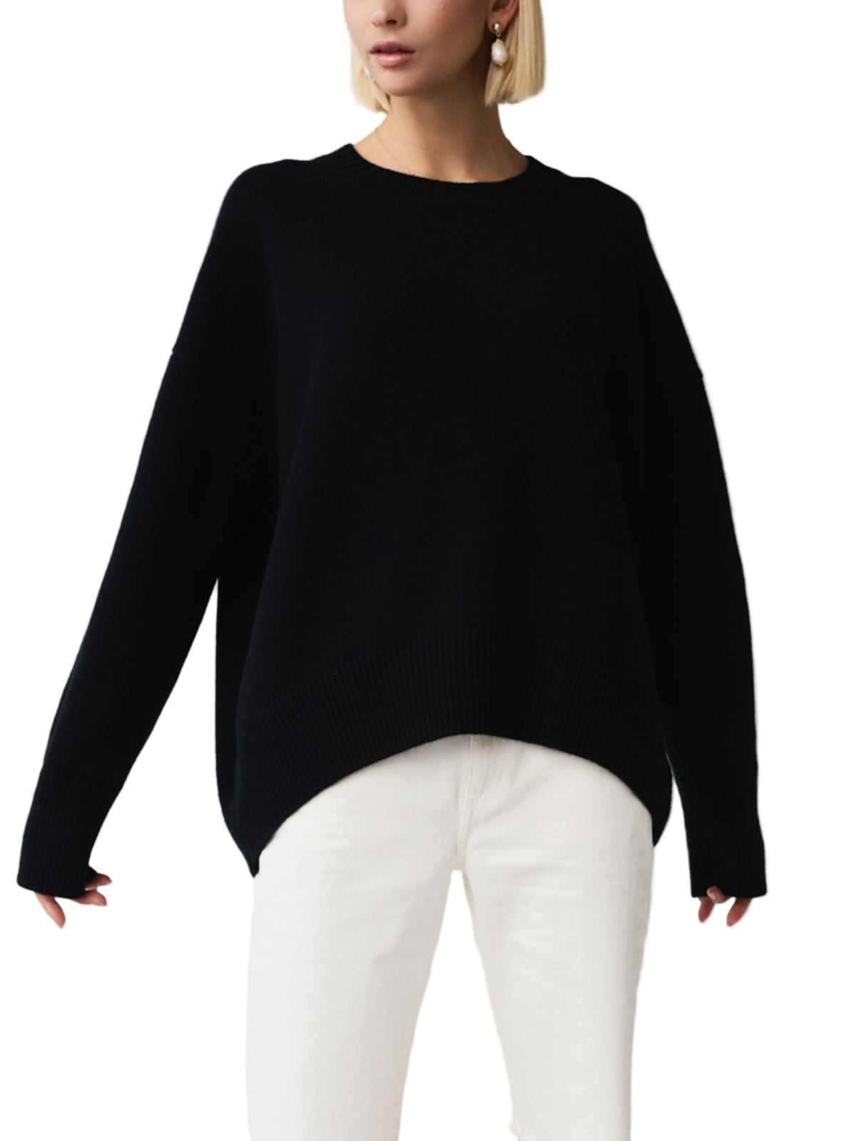 Oversized Knit Pullover Sweater with Classic Neckline