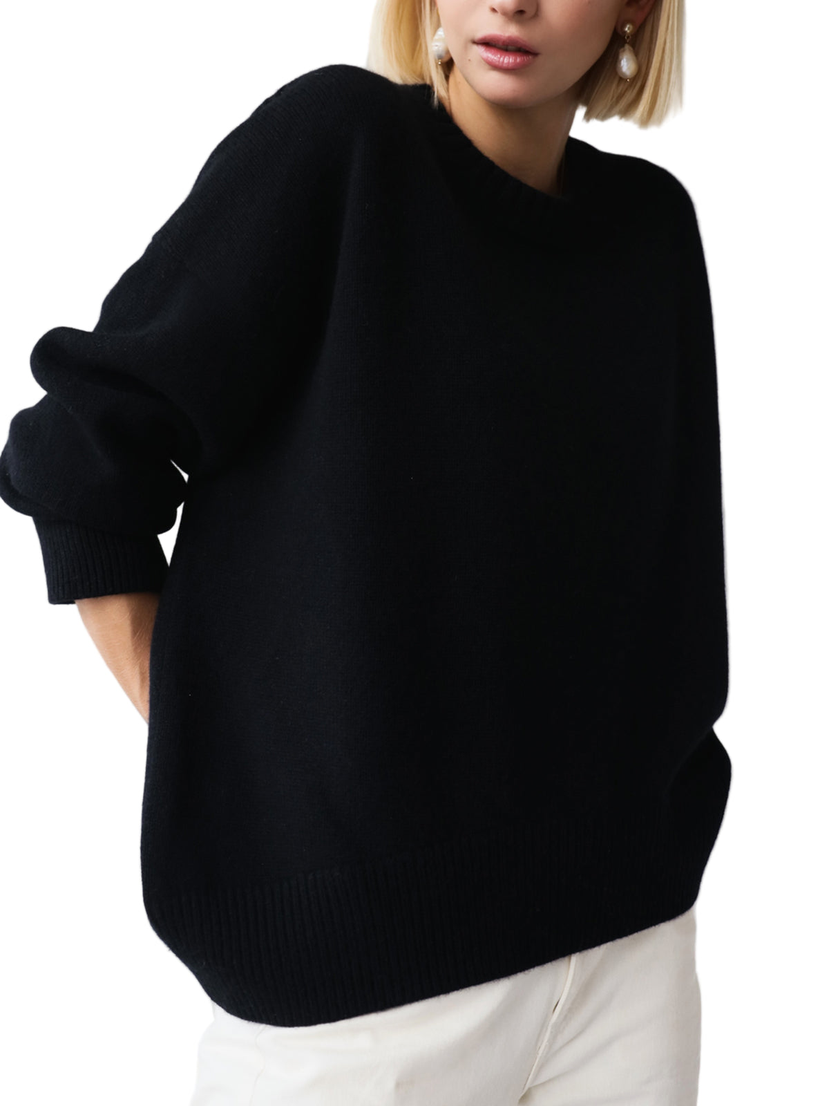 Oversized Knit Pullover Sweater with Classic Neckline