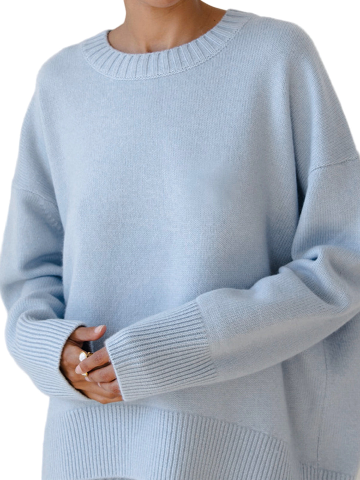 Oversized Knit Pullover Sweater with Classic Neckline