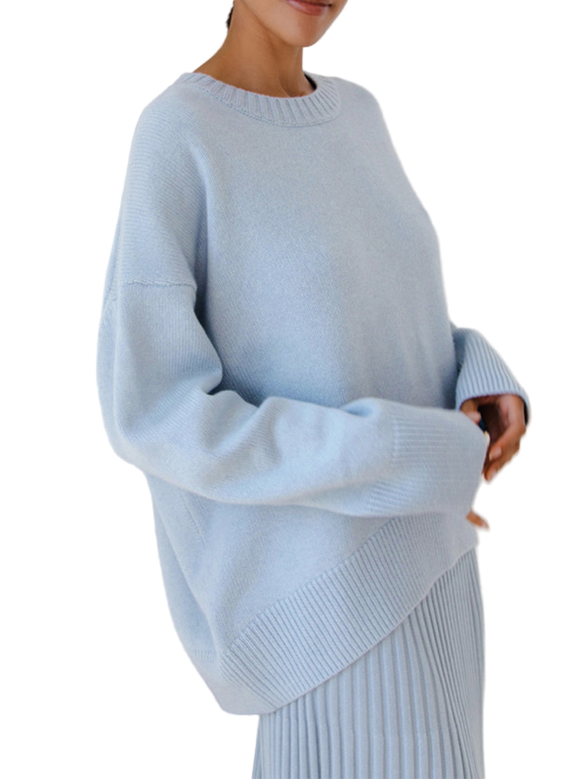 Oversized Knit Pullover Sweater with Classic Neckline