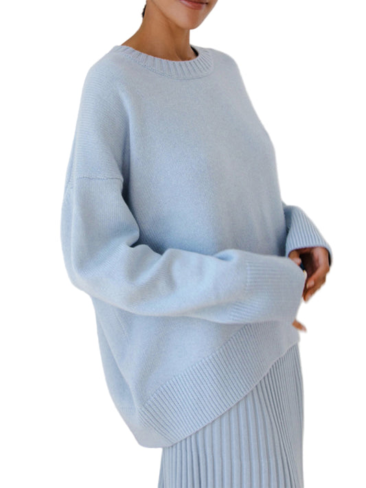 Oversized Knit Pullover Sweater with Classic Neckline