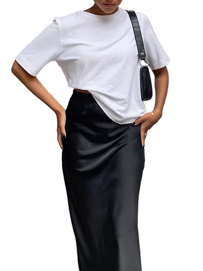 Straight Maxi Skirt with High Waist and Side Seams