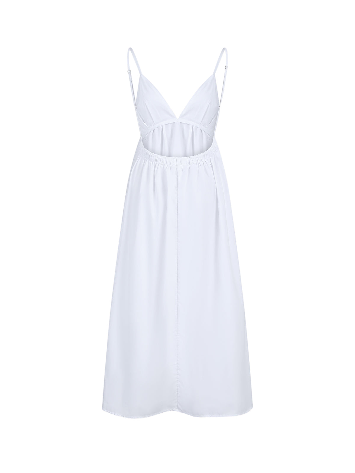 Deep V-Neck Maxi Dress with Adjustable Spaghetti Straps and Gathered Waist