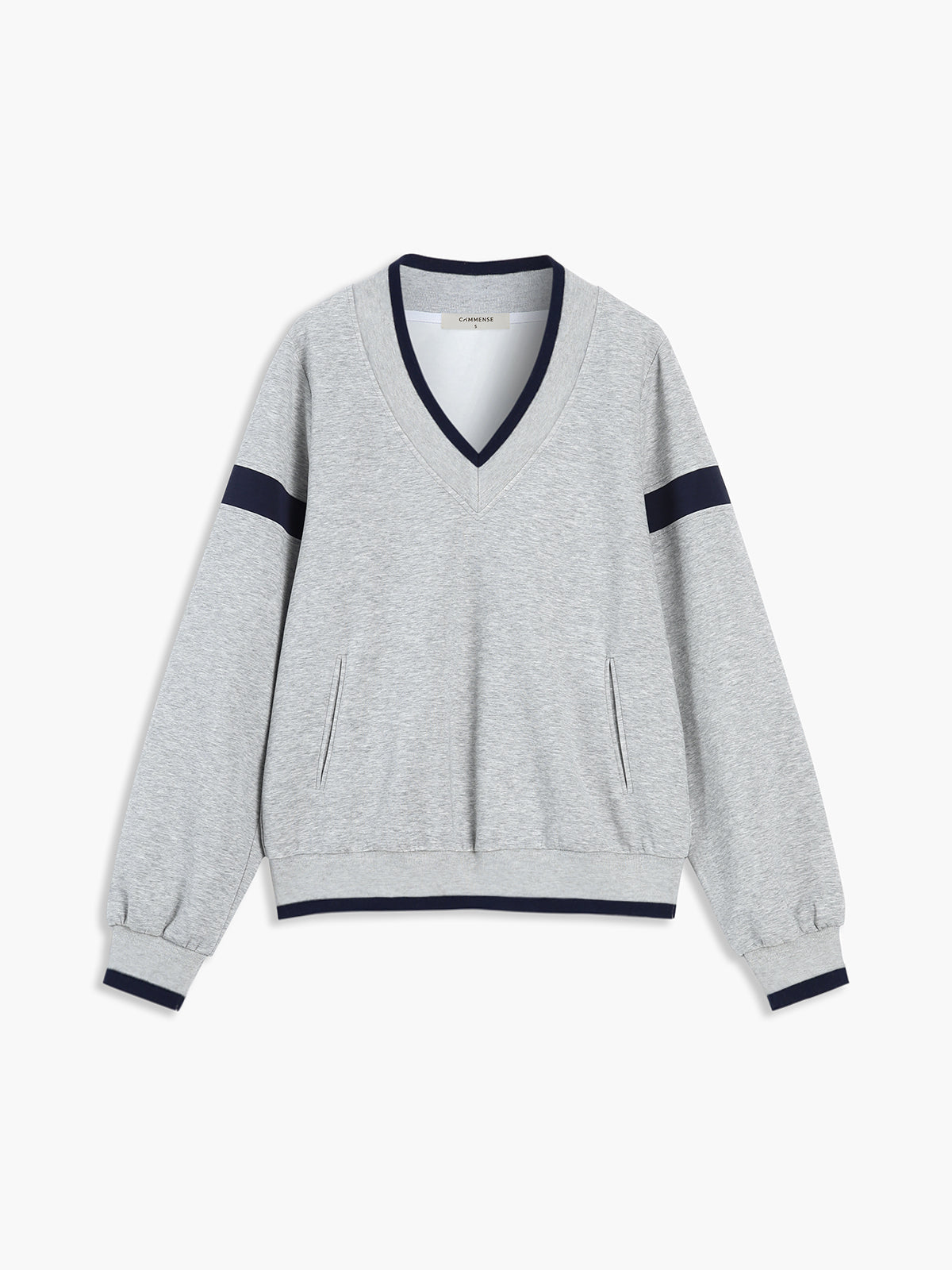 Oversized V-Neck Sweatshirt with Contrast Trim