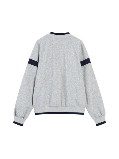 Oversized V-Neck Sweatshirt with Contrast Trim
