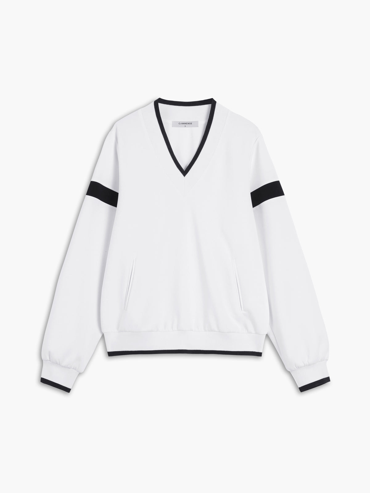 Oversized V-Neck Sweatshirt with Contrast Trim