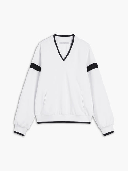 Oversized V-Neck Sweatshirt with Contrast Trim