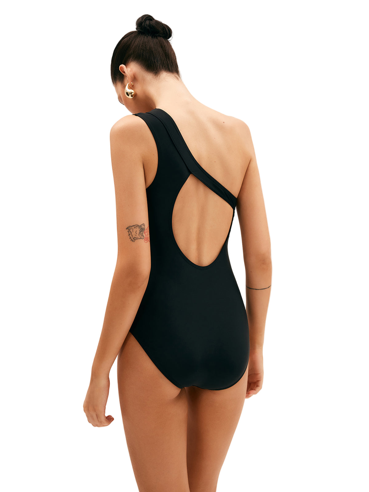 Asymmetrical One-Shoulder One-Piece Swimsuit with Side Cutout