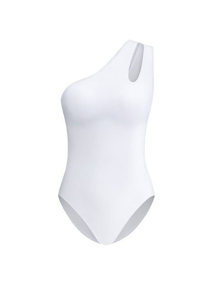 Asymmetrical One-Shoulder One-Piece Swimsuit with Side Cutout