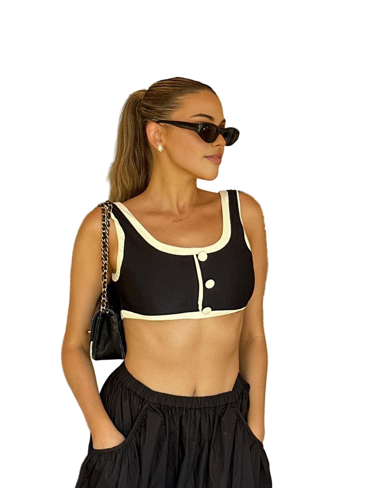 Ribbed Two-Piece Bikini Set with Contrast Binding