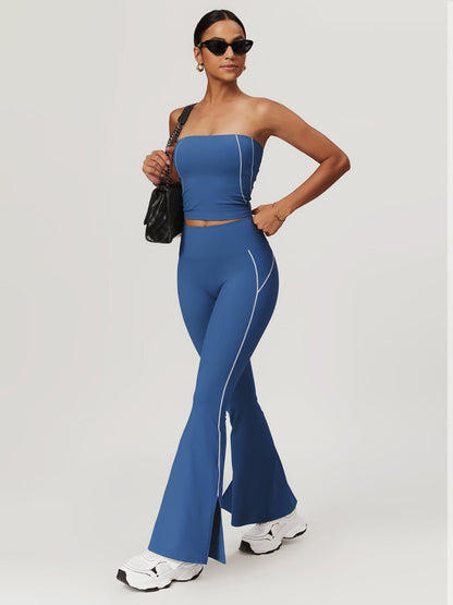 Leggings with Flared Legs | Contrast Stitch Design
