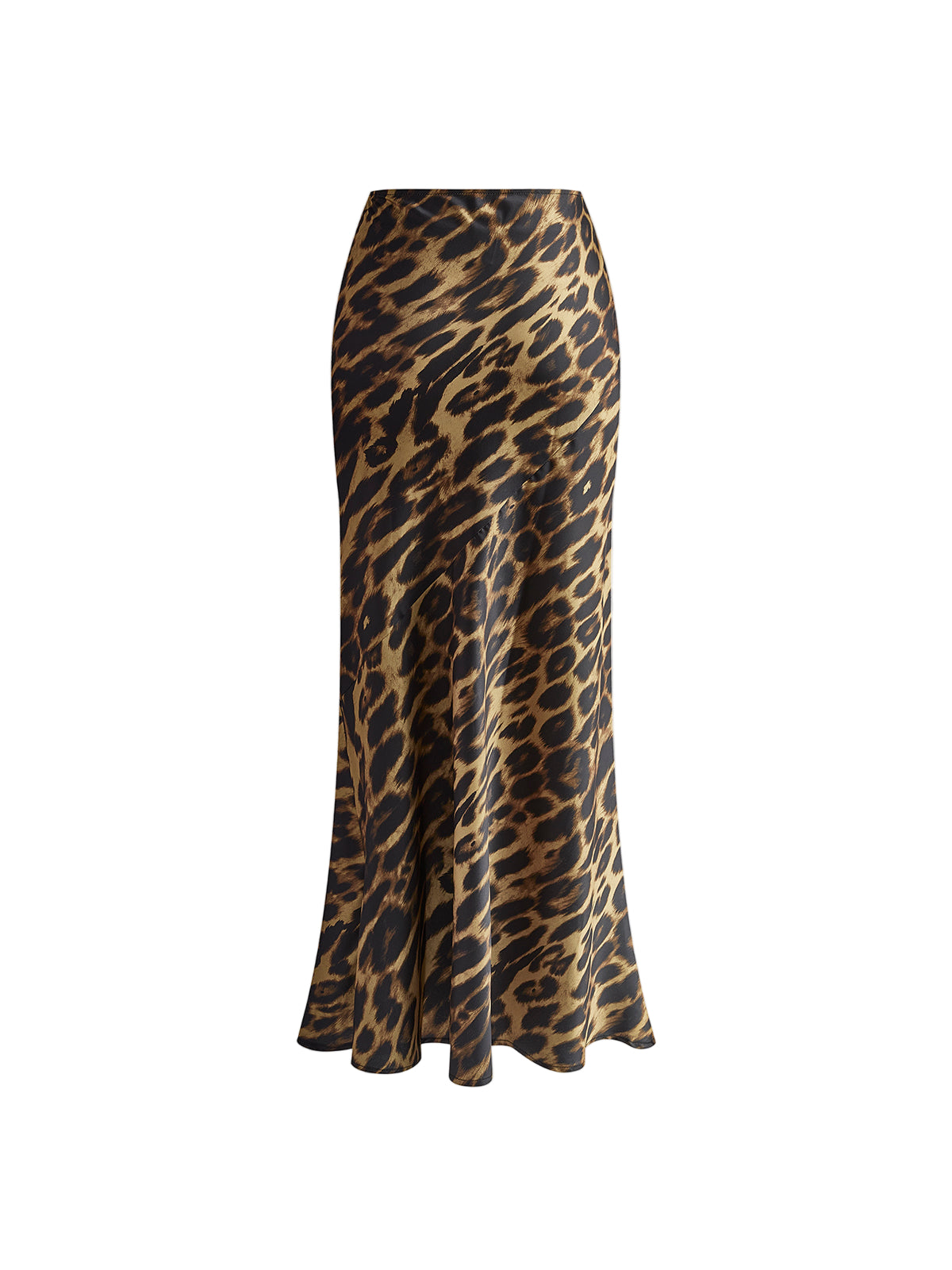 Leopard-Print Maxi Skirt with Slim-Fitted Silhouette and Side Zipper