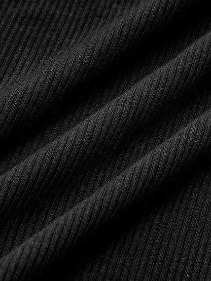 Ribbed Long-Sleeve Top with Contrast Seam Detailing