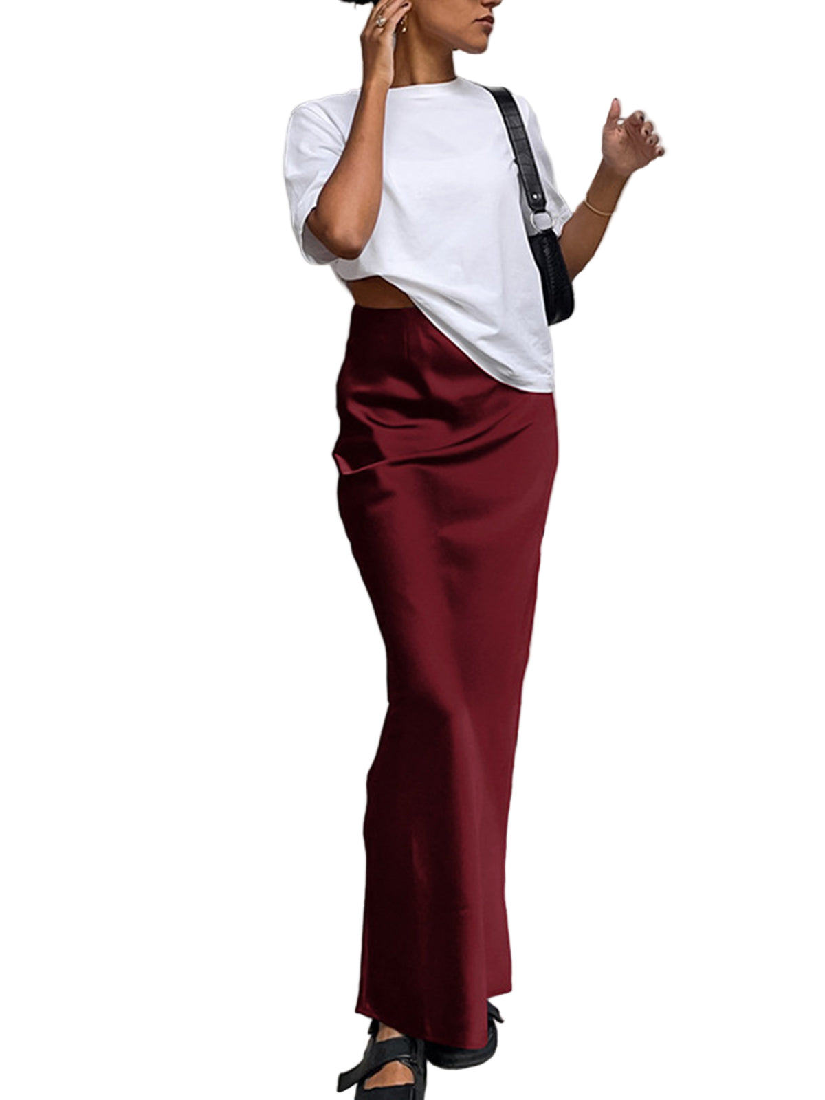 Straight Maxi Skirt with High Waist and Side Seams