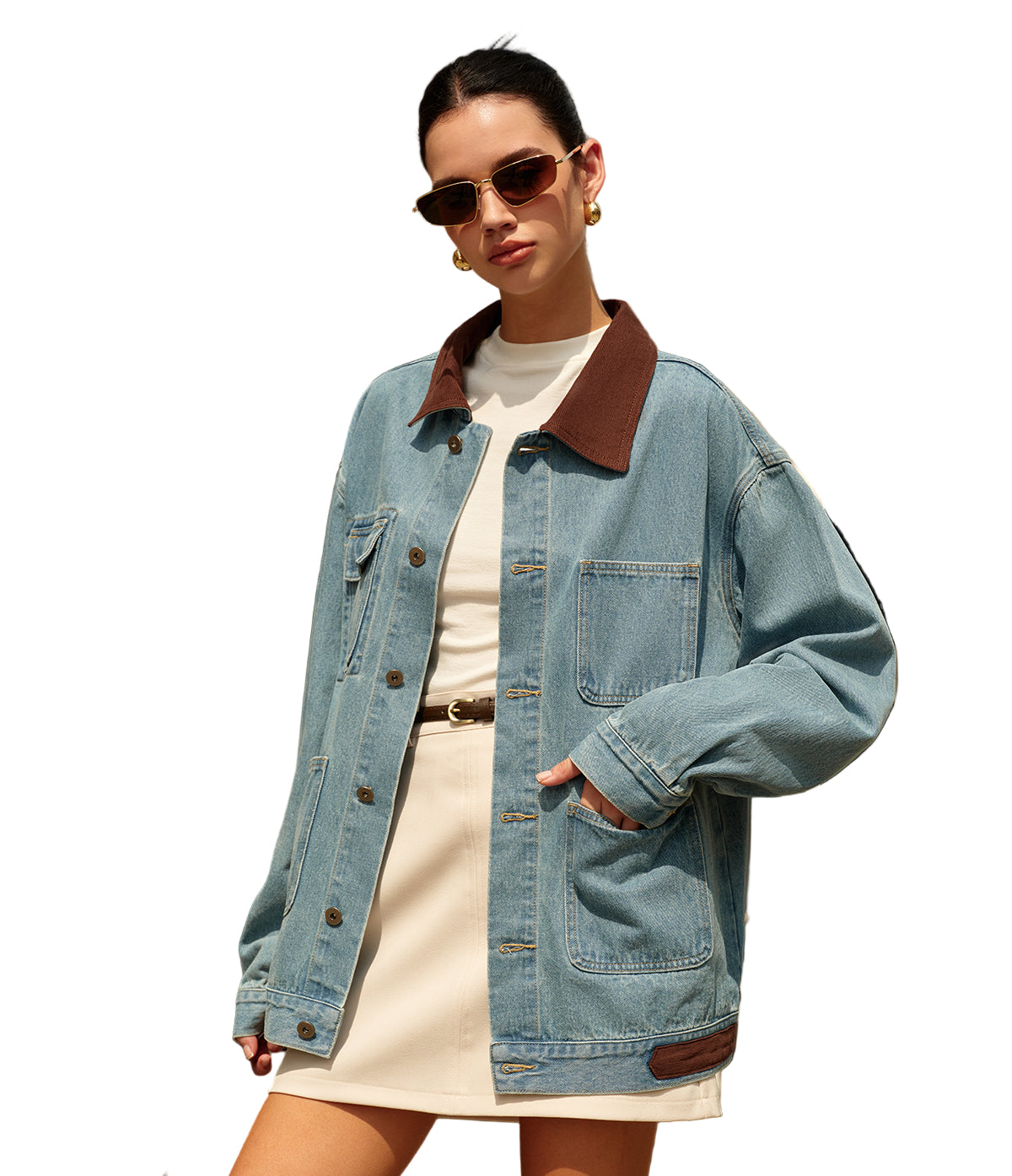 Mini Skirt with Waist Belt and Side Seams