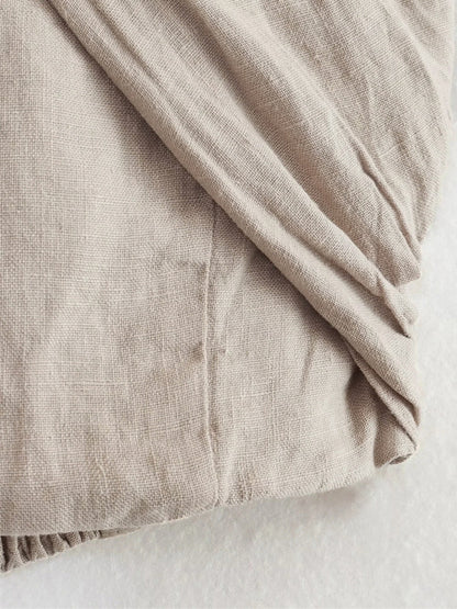 Linen Blend Halter Crop Top with Knotted Front