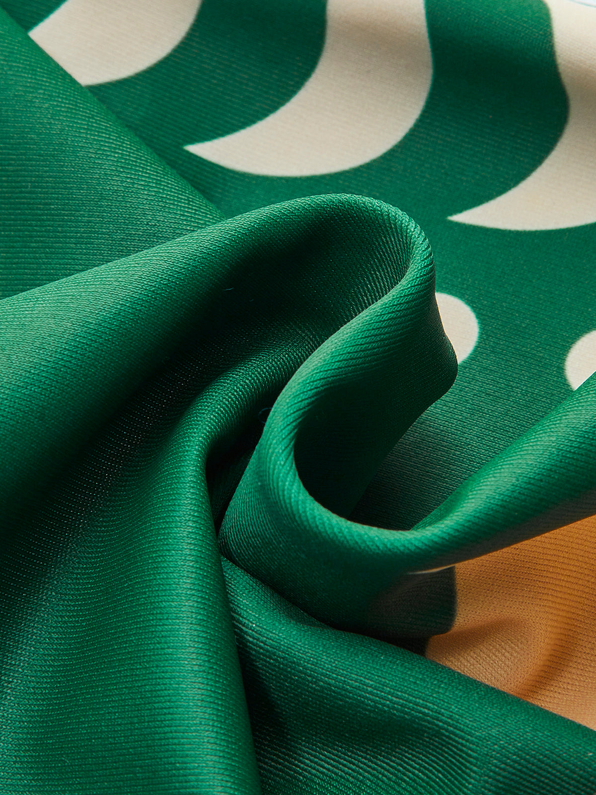 Bird-Print Cutout Swimsuit with Removable Padded Cups and Pull-On Design