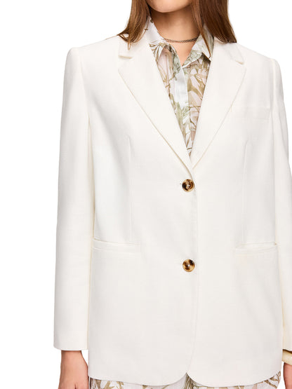 Relaxed Fit Blazer with Structured Shape and Front Pockets