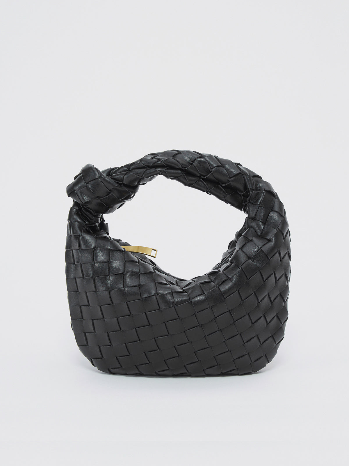 Woven Shoulder Bag with Twisted Handle and Zip Closure