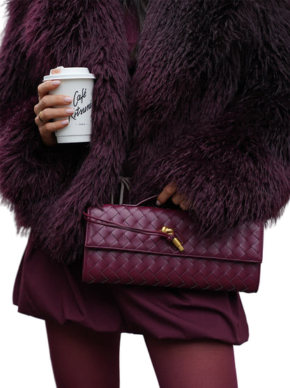 Rectangular Handwoven Clutch Bag with Clasp Closure