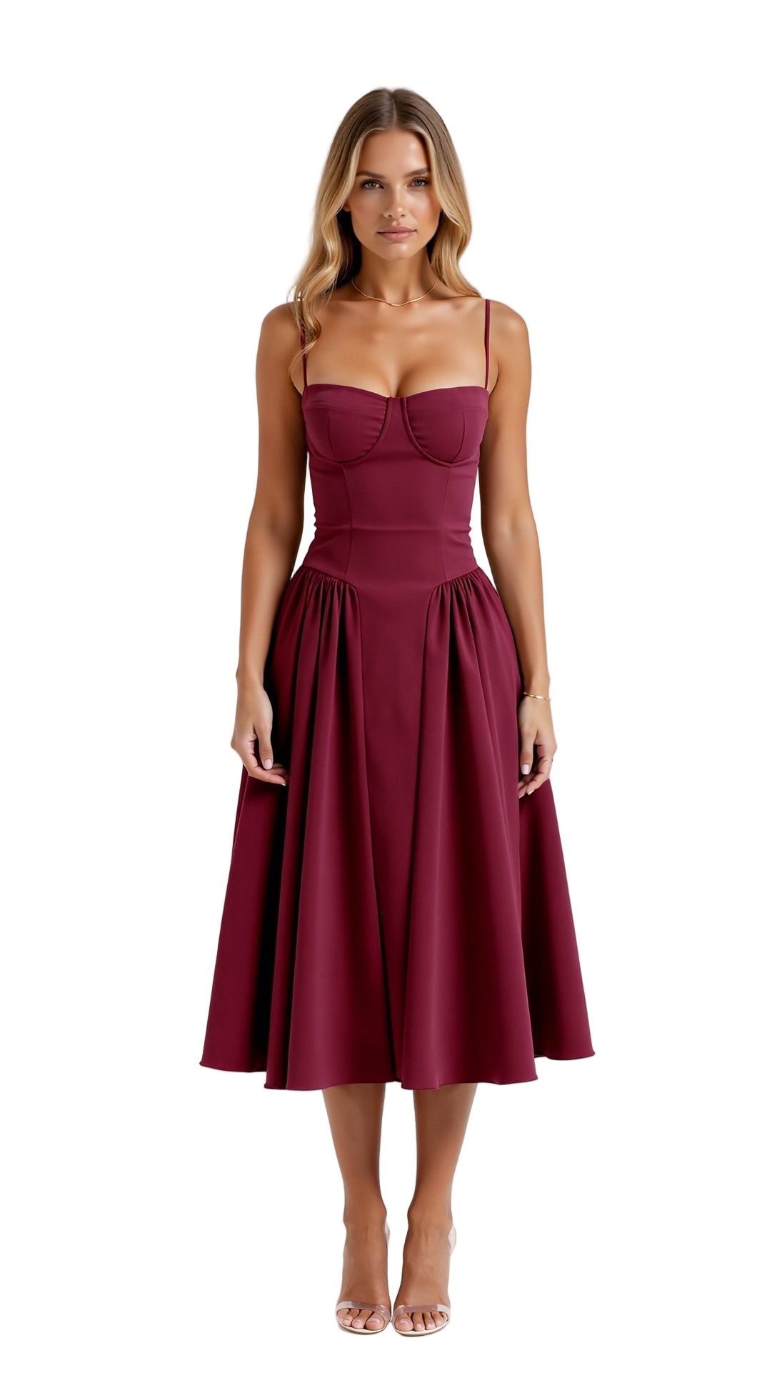 Gathered Bustier Midi Dress