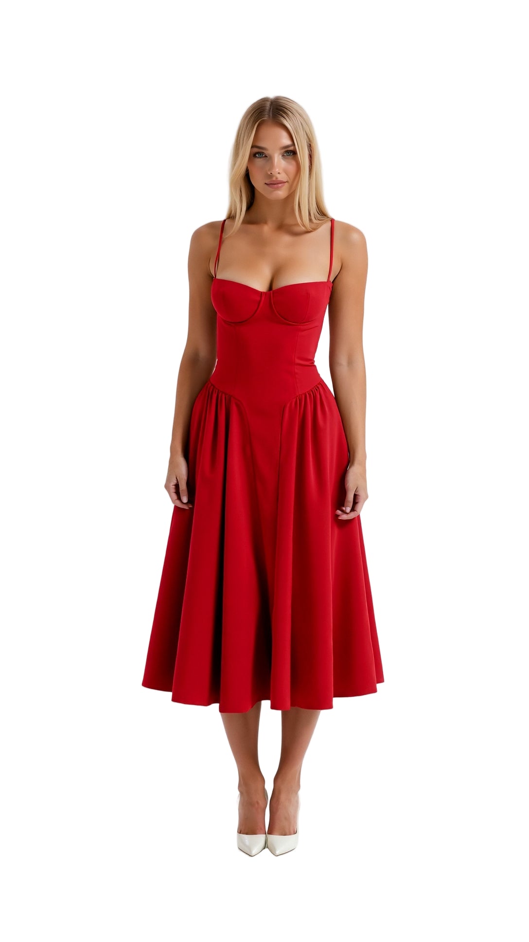 Gathered Bustier Midi Dress