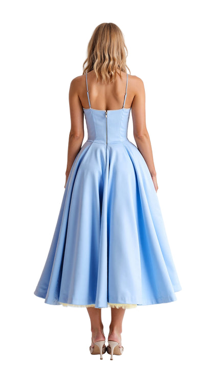 Bustier Midi Dress with Underwire Cups and Hidden Pockets