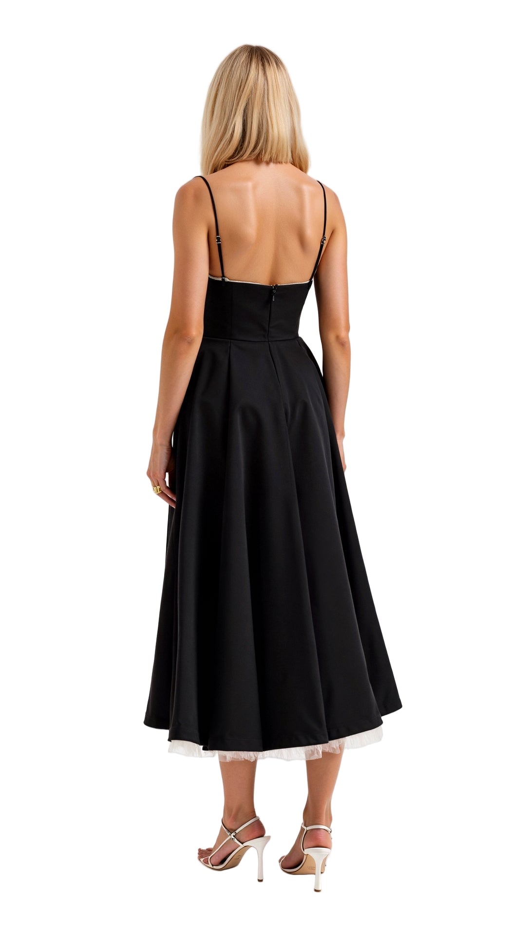 Bustier Midi Dress with Underwire Cups and Hidden Pockets