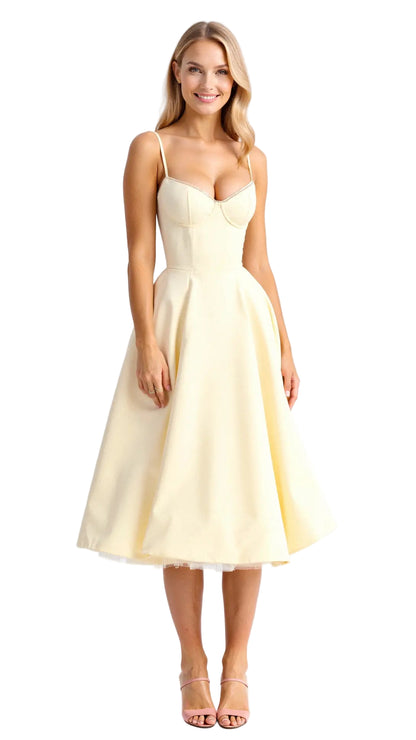 Bustier Midi Dress with Underwire Cups and Hidden Pockets