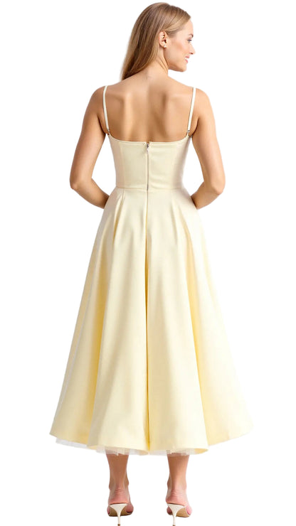 Bustier Midi Dress with Underwire Cups and Hidden Pockets